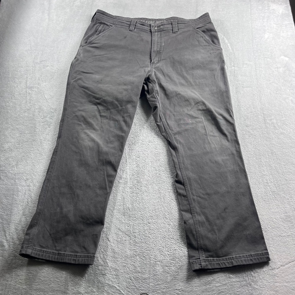 Duluth Trading Co Flex Fire Hose Relaxed Fit Work Pants Grey 38x28 Mens
